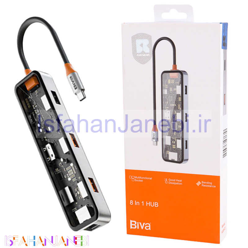 اصفهان جانبی-هاب 8 پورت Type-C بیوا HUB-03