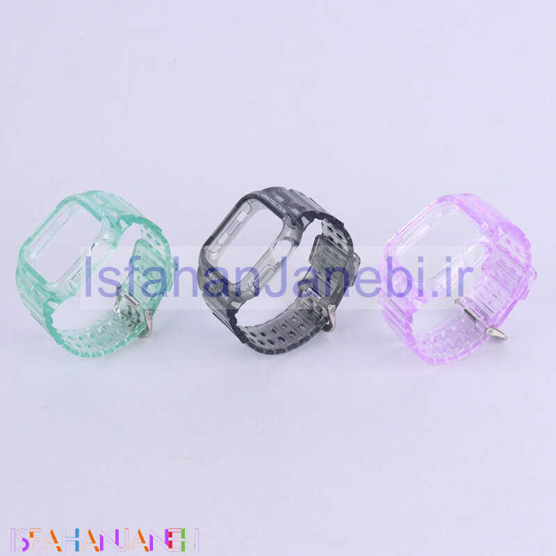 اصفهان جانبی-بند اپل واچ شفاف رنگی Slicto + کاور صفحه 38/40/41mm