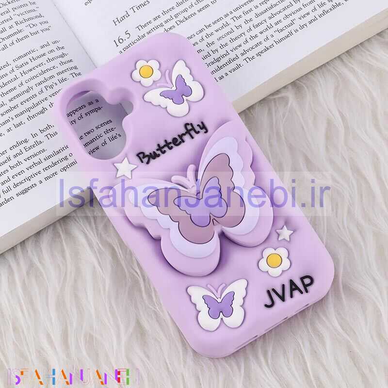 اصفهان جانبی-قاب سیلیکونی آیفون iPhone 16 پاپ سوکت دار طرح Butterfly