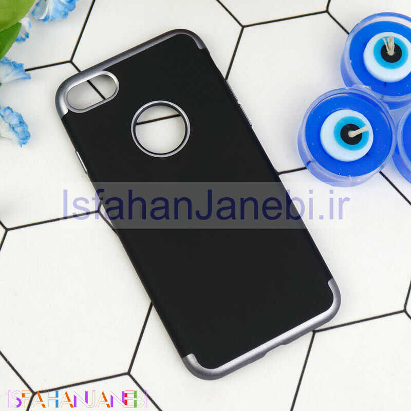اصفهان جانبی-قاب ژله ای مات iPhone 7/8 مشکی دور نقره ای