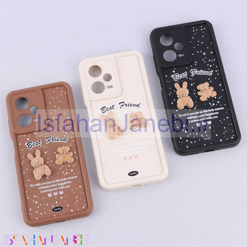 اصفهان جانبی-قاب سولید کیس عروسکی پشمالو محافظ لنزدار Xiaomi Redmi Note 12 Pro 5G