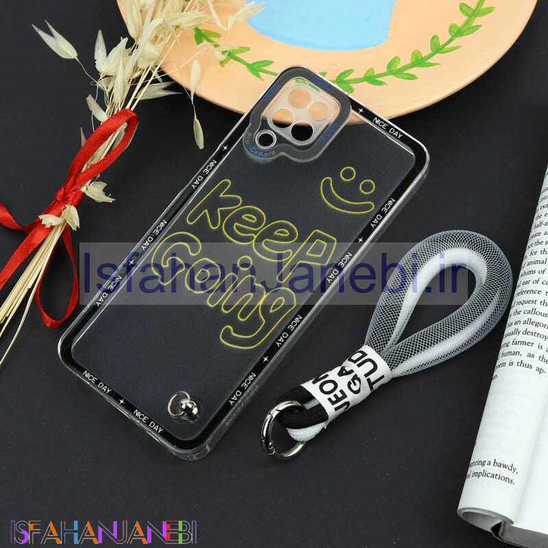 اصفهان جانبی-قاب طرحدار Keep Going محافظ لنزدار + بند آویز لنیارد Samsung Galaxy A12
