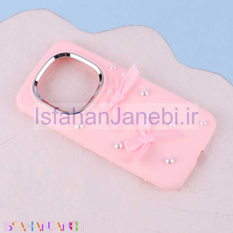 اصفهان جانبی-قاب سیلیکونی شیائومی Redmi Note 14 Pro 5G پاپیونی مرواریدی دور محافظ متال