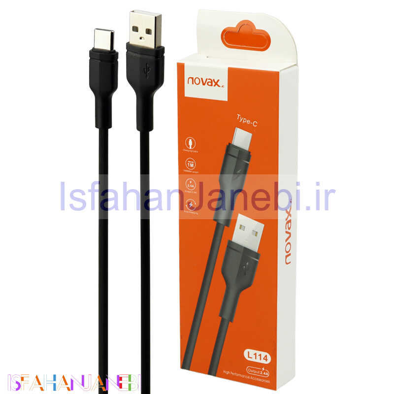 اصفهان جانبی-کابل تایپ سی فست شارژ Novax L-114 2.4A 1m
