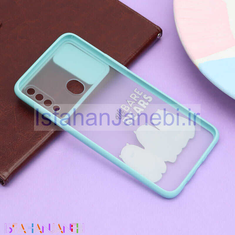 اصفهان جانبی-قاب محافظ لنز دار کشویی طرحدار سبزآبی Samsung A20s