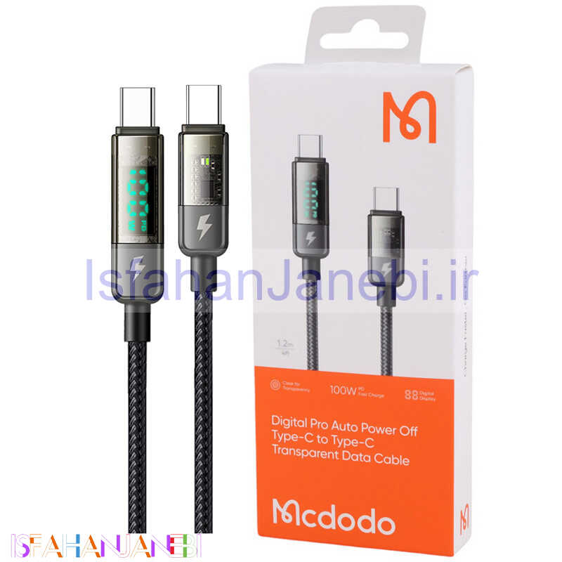 اصفهان جانبی-کابل تبدیل فست شارژ Mcdodo CA-361 Type-C To Type-C 5A PD 100W 1.2m