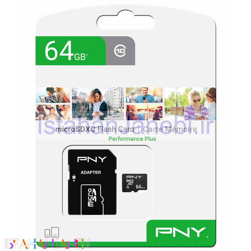 اصفهان جانبی-رم میکرو 64 گیگ پی ان وای PNY Performance Plus U1 C10 100MB/s + خشاب