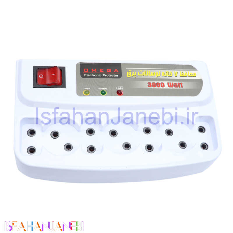 اصفهان جانبی-محافظ برق تلویزیون و یخچال فریزر 7 خانه امگا با کابل 1٫3 متری