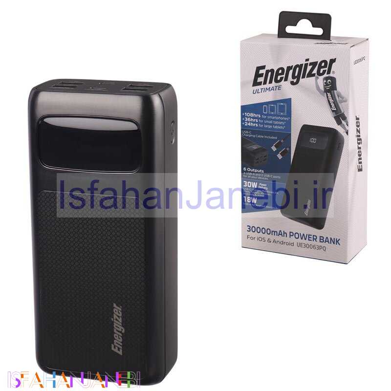 اصفهان جانبی-پاور بانک فست شارژ انرجایزر Ultimate UE30063PQ PD3.0 30W ظرفیت 30000 میلی آمپر ساعت