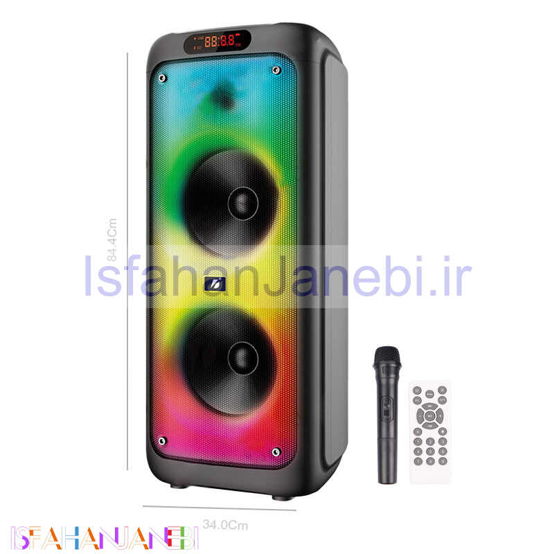 اصفهان جانبی-اسپیکر چمدانی بلوتوثی رم و فلش خور Brodu BTS-1387 + میکروفون و ریموت کنترل