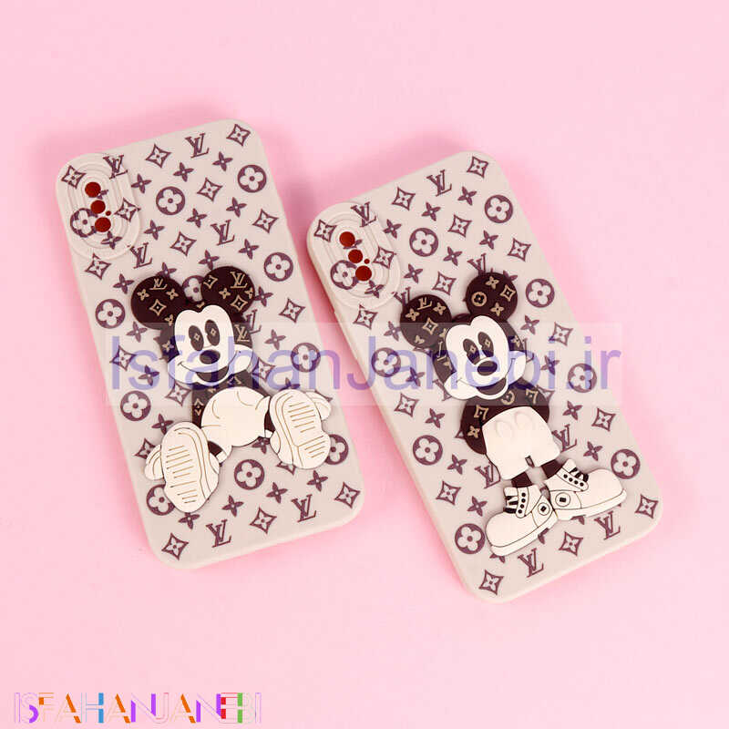 اصفهان جانبی-قاب میکی موس برجسته LV محافظ لنزدار iPhone X
