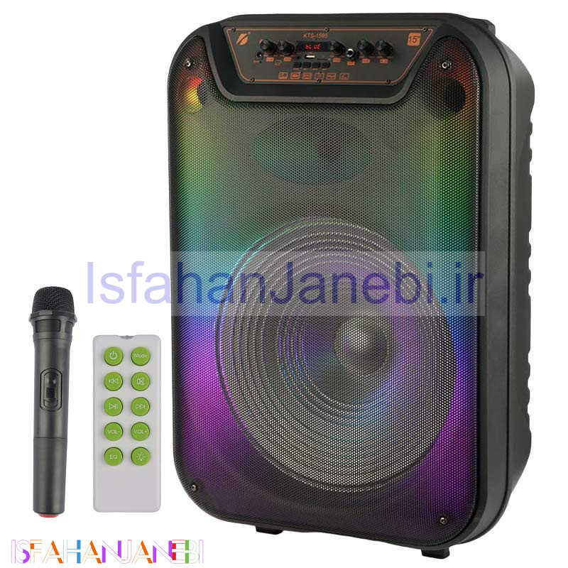 اصفهان جانبی-اسپیکر بلوتوثی رم و فلش خور KTS-1595 + میکروفون و ریموت کنترل