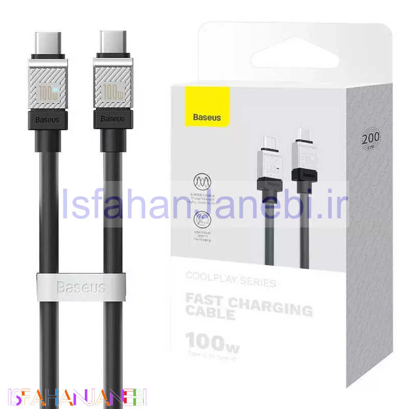 اصفهان جانبی-کابل تبدیل فست شارژ Baseus CoolPlay Series CAKW00030 Type-C to Type-C PD 100W 2m