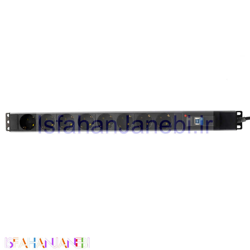 اصفهان جانبی-چند راهی 8 خانه ارت دار پارت الکتریک PE2266 Rack Mount با کابل 1/8 متری