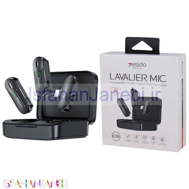 اصفهان جانبی-میکروفون یقه ای بی سیم Yesido KR16 Lightning