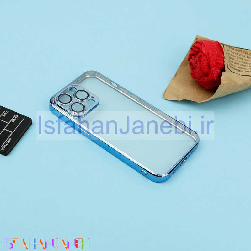 اصفهان جانبی-قاب ژله ای شفاف Q.Series محافظ لنزدار iPhone 13 Pro آبی