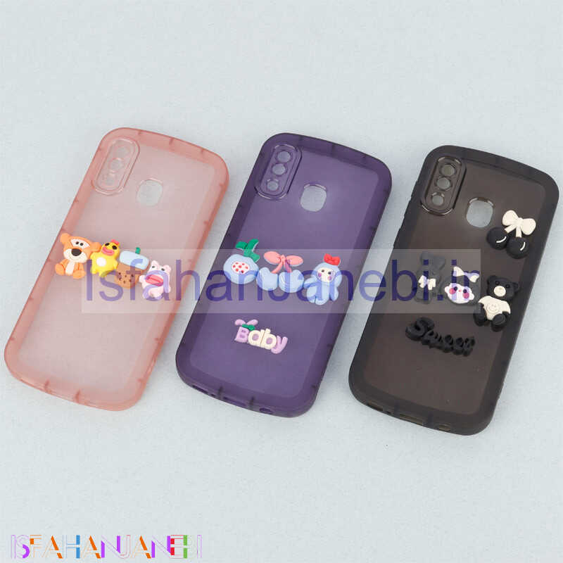 اصفهان جانبی-قاب متال ژله ای عروسک برجسته محافظ لنزدار Samsung Galaxy A20 / A30