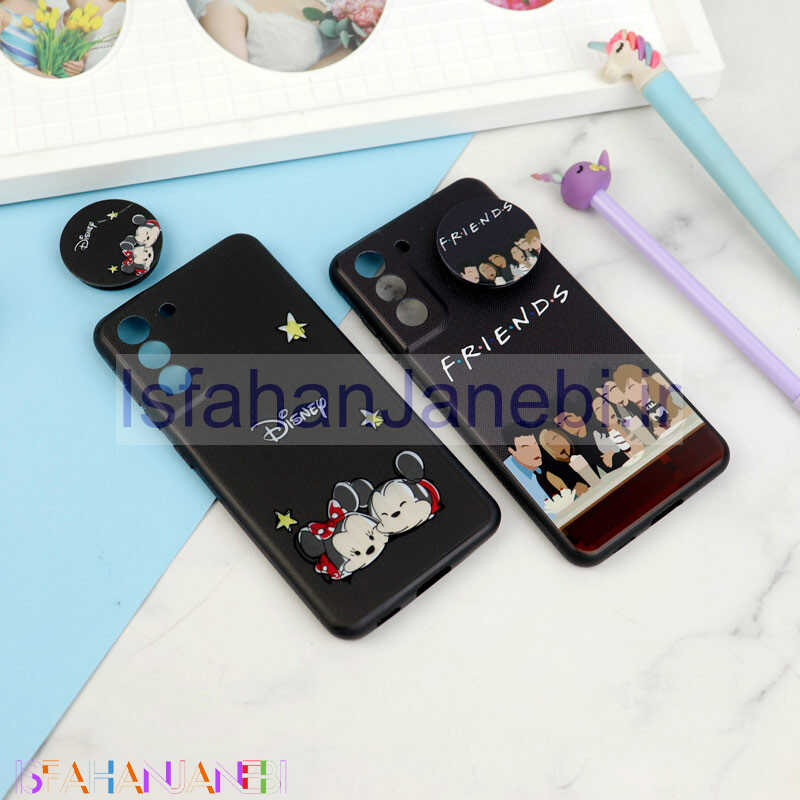 اصفهان جانبی-قاب فانتزی طرحدار دخترانه محافظ لنزدار + پاپ سوکت Samsung Galaxy S21 FE 5G سری R