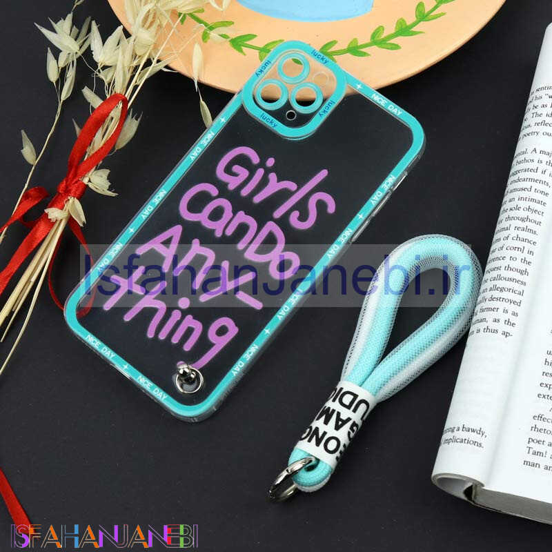 اصفهان جانبی-قاب طرحدار Girls Can Do محافظ لنزدار + بند آویز لنیارد iPhone 11 Pro Max