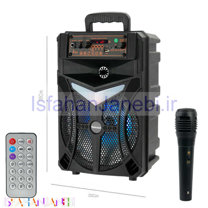 اصفهان جانبی-اسپیکر چمدانی بلوتوثی رم و فلش خور Galexbit GS-13 + میکروفون و ریموت کنترل