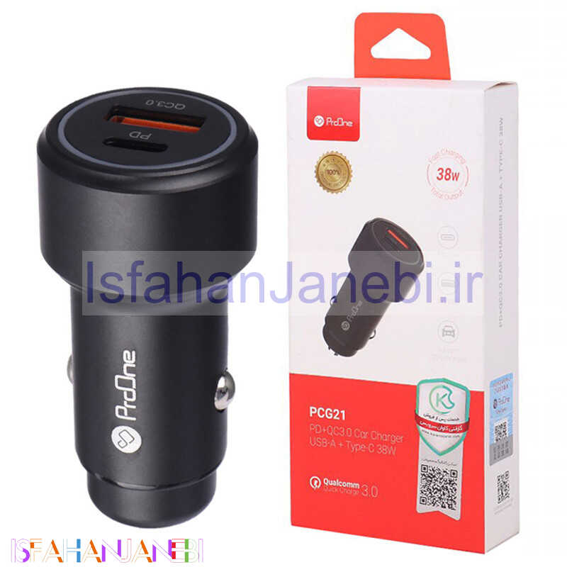 اصفهان جانبی-شارژر فندکی فست شارژ ProOne PCG21 2.4A QC3.0 PD 20W