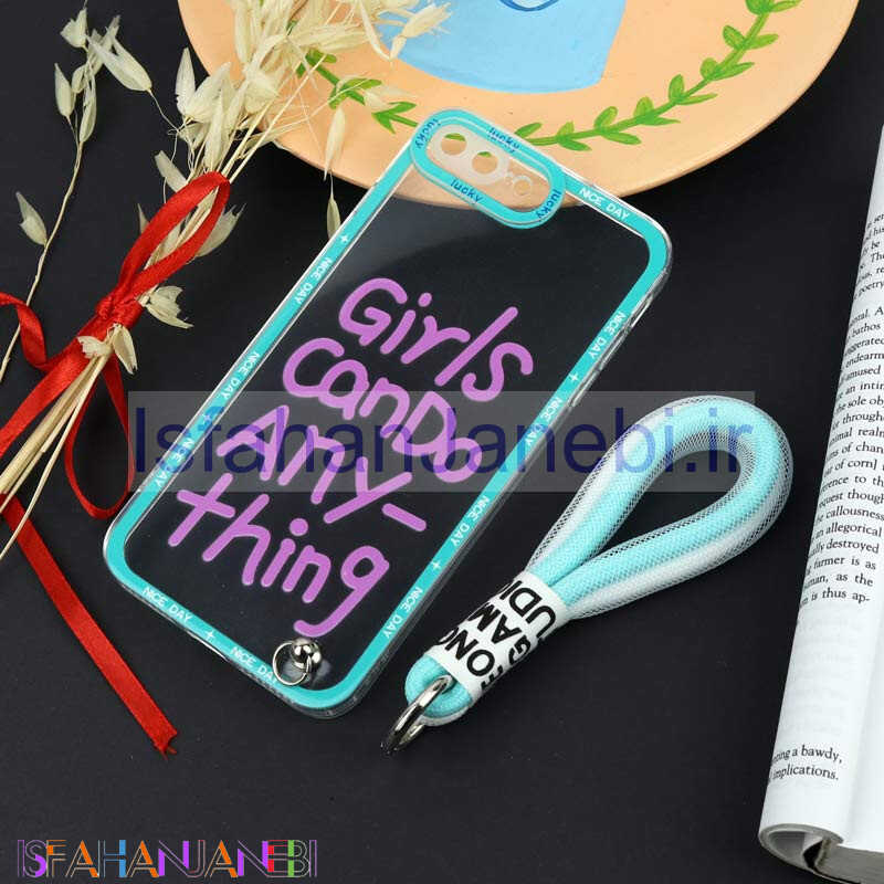 اصفهان جانبی-قاب طرحدار Girls Can Do محافظ لنزدار + بند آویز لنیارد iPhone 7 Plus / 8 Plus