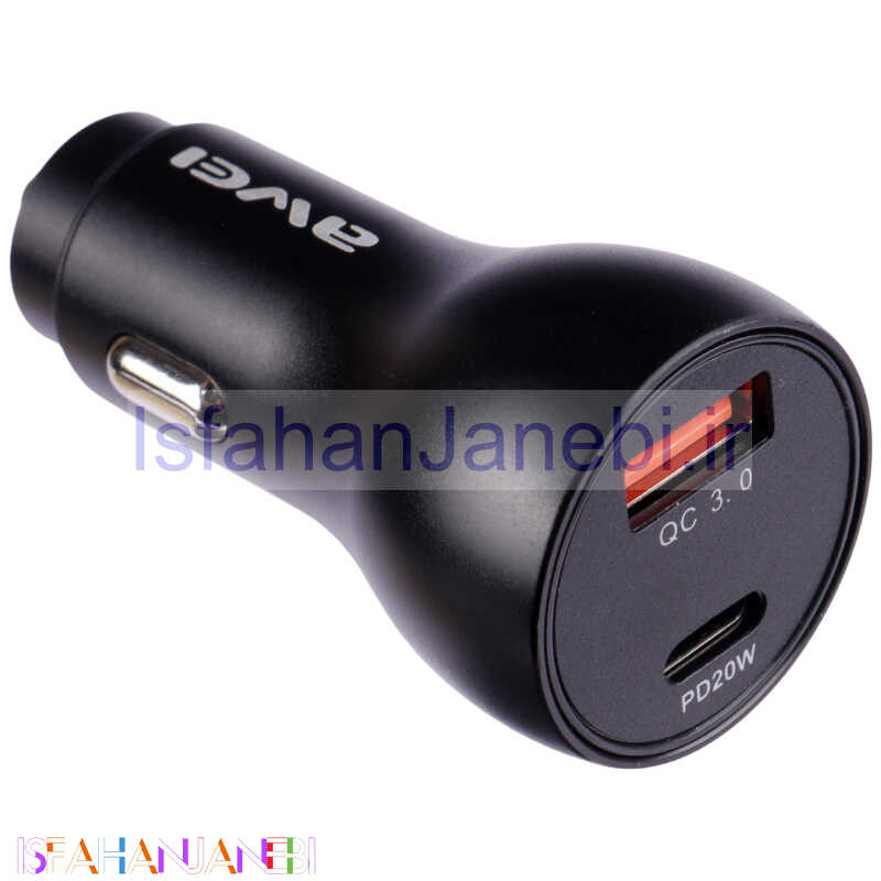 اصفهان جانبی-شارژر فندکی فست شارژ Awei C-822 3A QC3.0 PD 36W