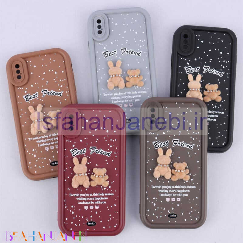 اصفهان جانبی-قاب سولید کیس عروسکی پشمالو محافظ لنزدار iPhone X / XS