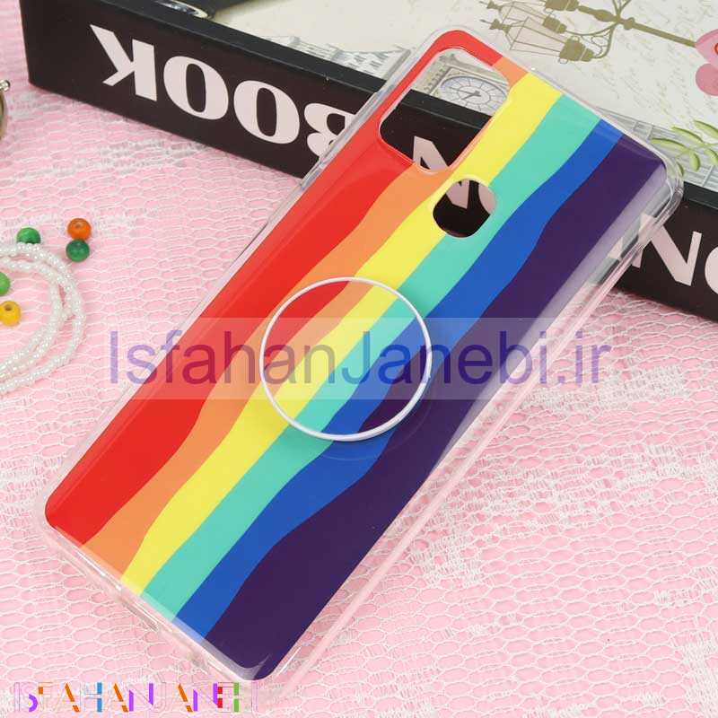 اصفهان جانبی-قاب سوپر IMD دور شفاف پاپ سوکت دار Samsung A21s رنگین کمانی
