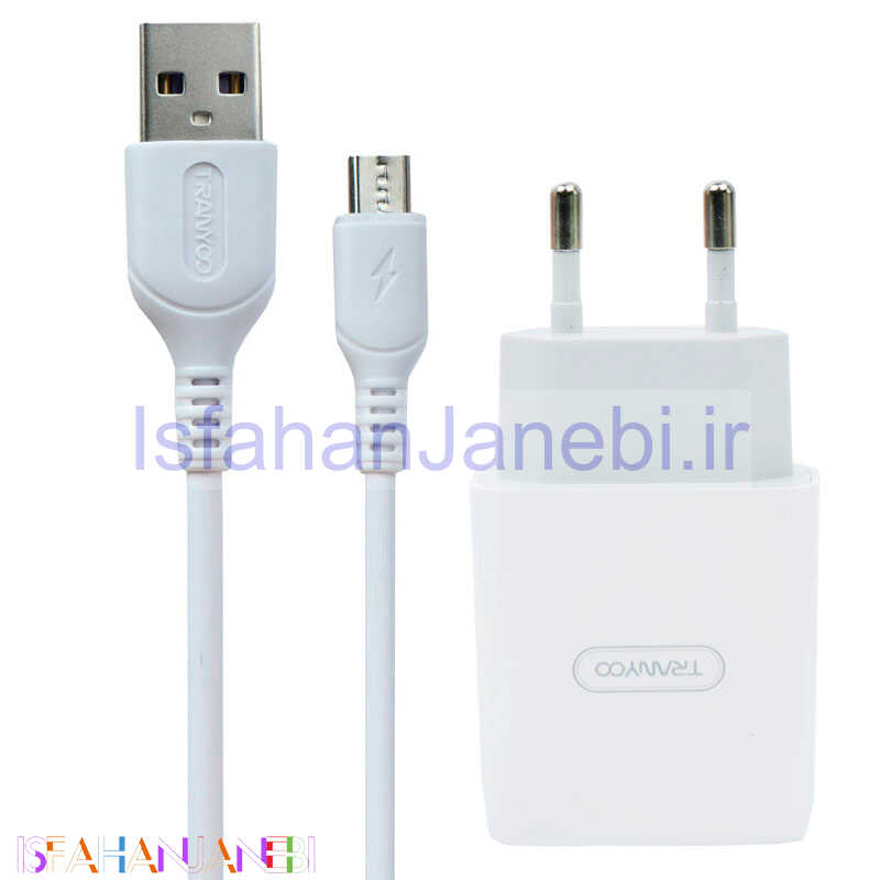 اصفهان جانبی-شارژر دیواری فست شارژ Tranyoo V13 2.4A 12W + کابل میکرو یو اس بی