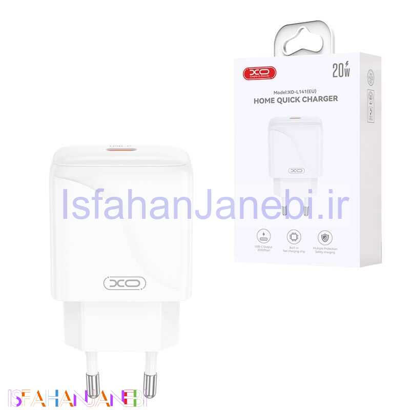 اصفهان جانبی-شارژر دیواری 20 وات ایکس او XO-L141 QC PD 3A