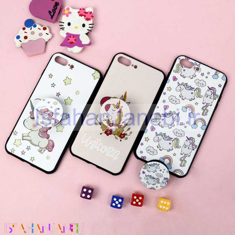 اصفهان جانبی-قاب فانتزی برجسته + پاپ سوکت طرح یونیکورن آیفون iPhone 7 Plus / 8 Plus سری D