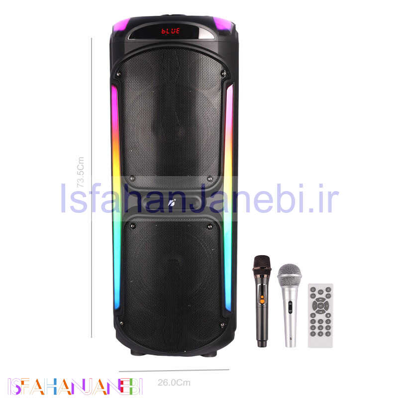 اصفهان جانبی-اسپیکر چمدانی بلوتوثی رم و فلش خور KTS-1929 + میکروفون و ریموت کنترل