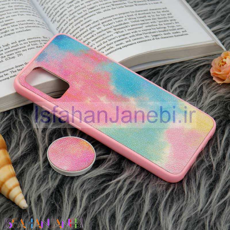 اصفهان جانبی-قاب چرمی هولوگرامی پاپ سوکت دار Samsung Galaxy A02s صورتی