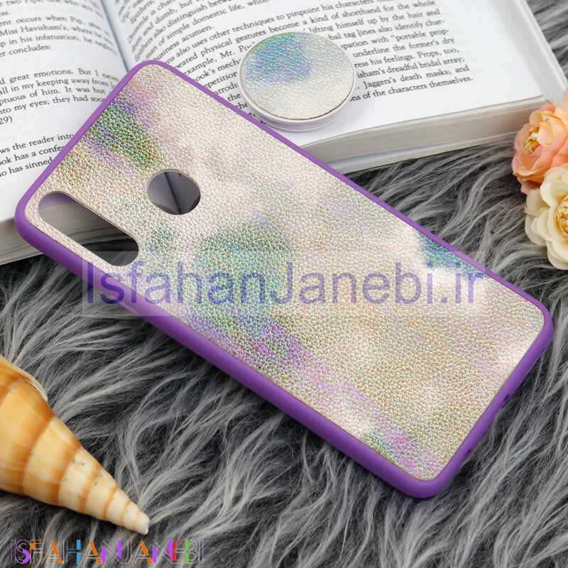 اصفهان جانبی-قاب چرمی هولوگرامی پاپ سوکت دار Samsung Galaxy A20s بنفش
