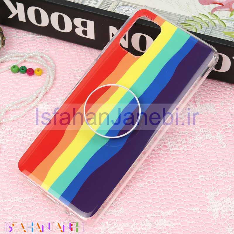 اصفهان جانبی-قاب سوپر IMD دور شفاف پاپ سوکت دار Samsung A31 رنگین کمانی