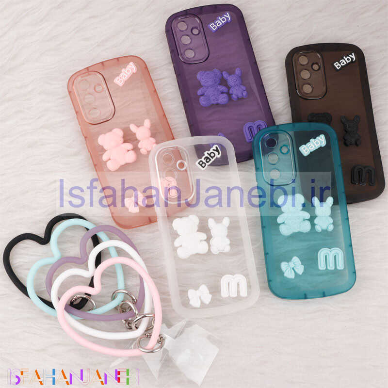 اصفهان جانبی-قاب برجسته عروسکی محافظ لنزدار + آویز قلبی Samsung Galaxy A54