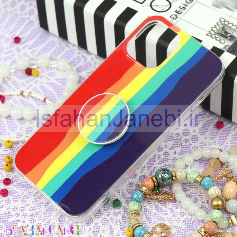 اصفهان جانبی-قاب سوپر IMD دور شفاف پاپ سوکت دار iPhone 12 Pro Max رنگین کمانی