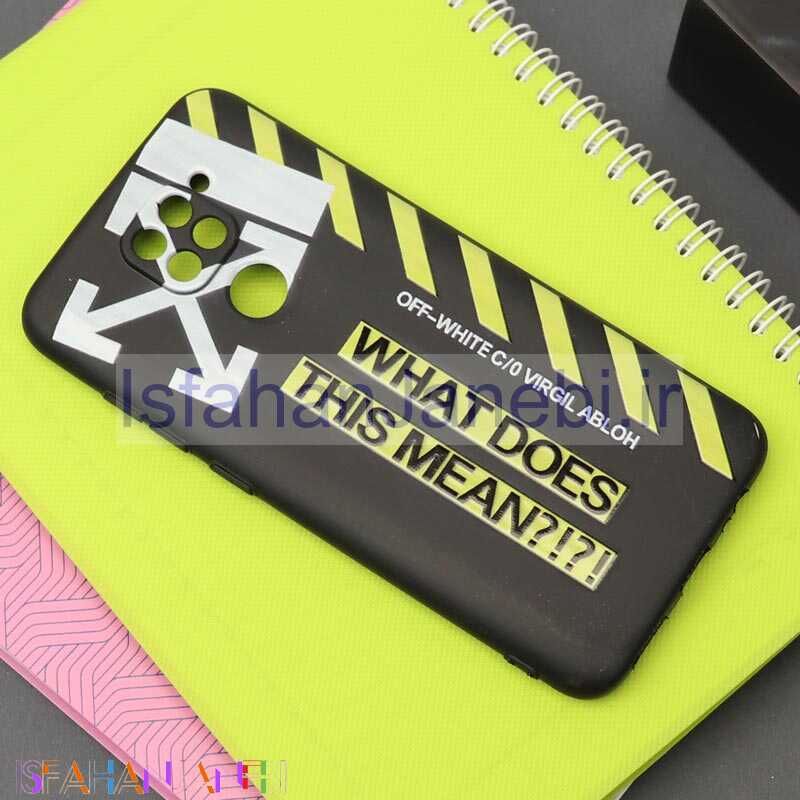 اصفهان جانبی-قاب طرحدار محافظ لنزدار مشکی Off White شیائومی Redmi Note 9