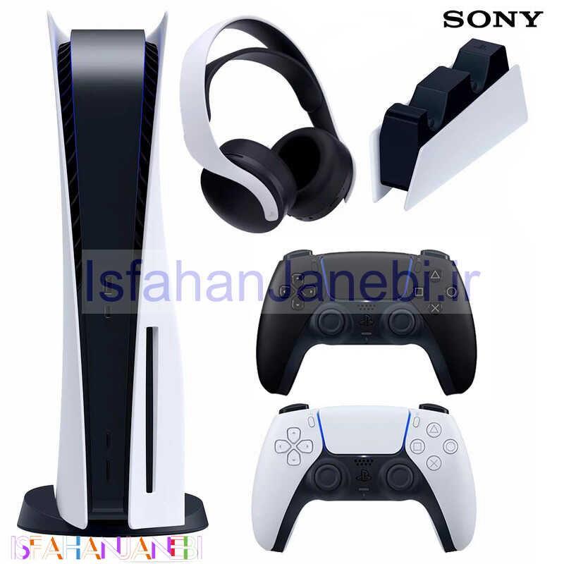 اصفهان جانبی-کنسول بازی سونی (Sony PlayStation 5 Standard 825GB SSD (V1200 + دسته اضافی مشکی و پایه شارژ و هدست