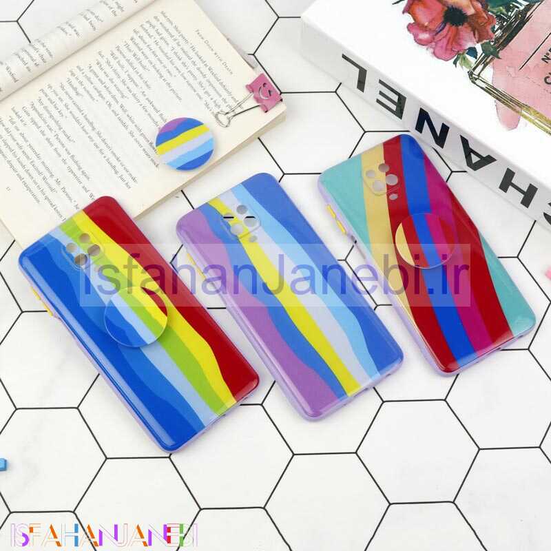 اصفهان جانبی-قاب محافظ لنزدار رنگین کمانی پاپ سوکت دار شیائومی Redmi Note 9s / Note 9 Pro