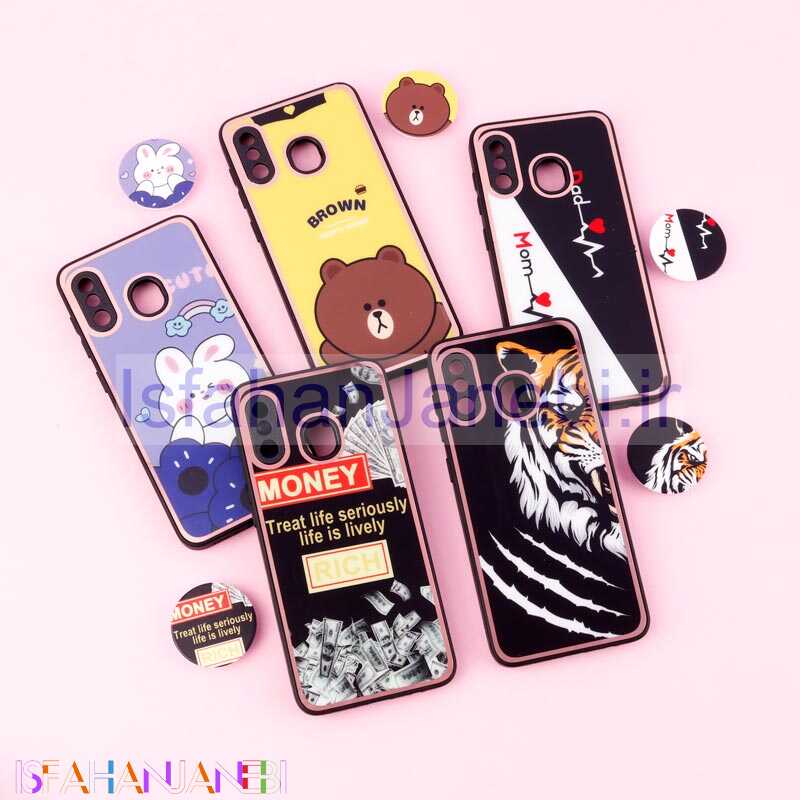 اصفهان جانبی-قاب فانتزی دور طلایی محافظ لنزدار + پاپ سوکت Samsung Galaxy A20 / A30