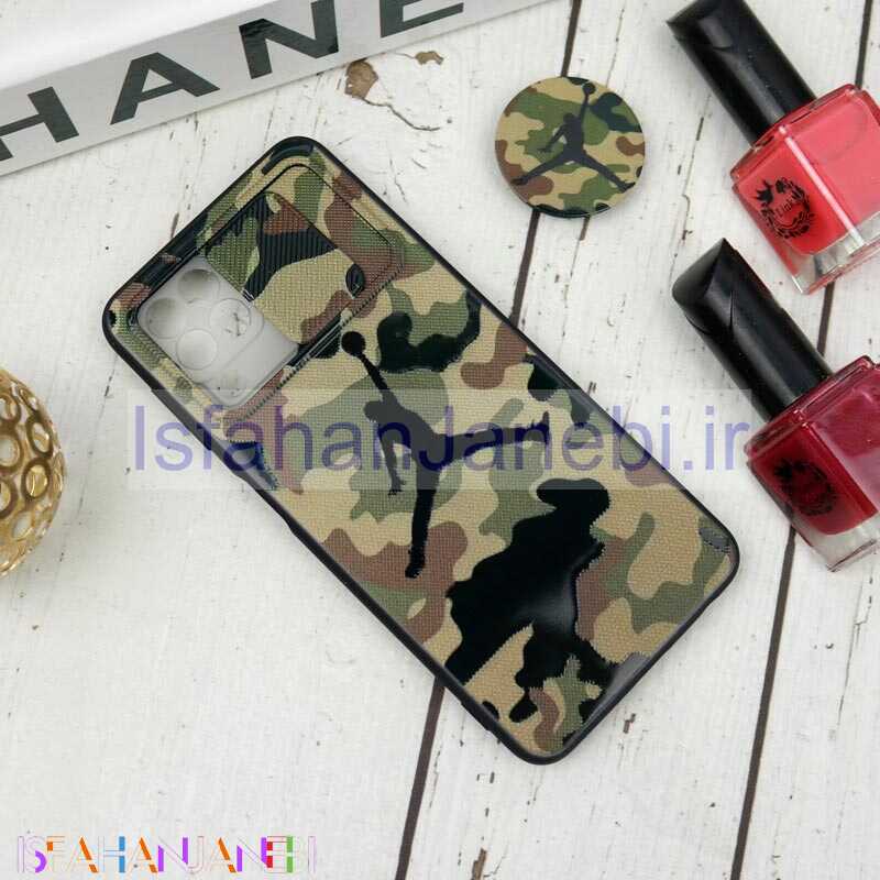 اصفهان جانبی-قاب طرحدار محافظ لنزدار کشویی + پاپ سوکت طرح ارتشی سامسونگ A22 4G سری B