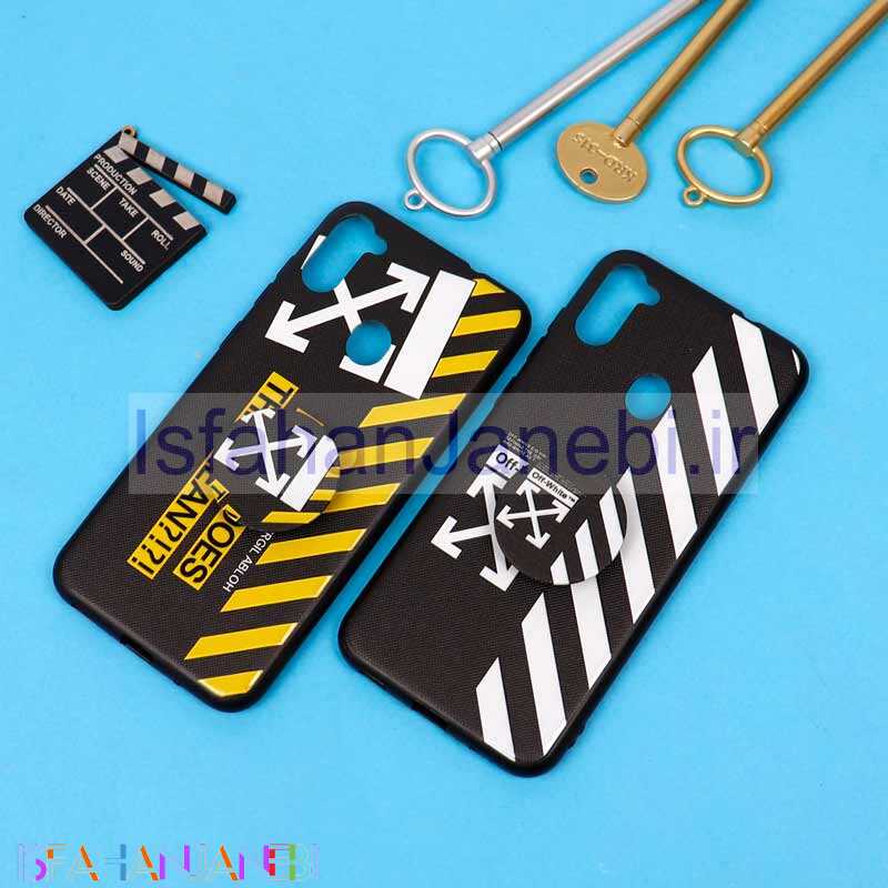 اصفهان جانبی-قاب فانتزی برجسته + پاپ سوکت طرح Off White سامسونگ A11 سری D