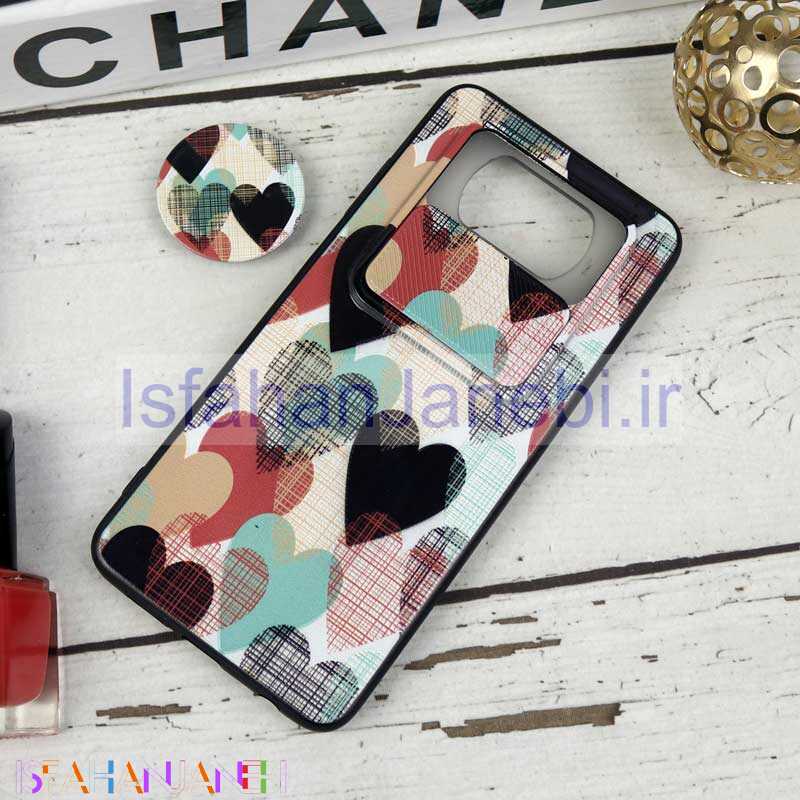 اصفهان جانبی-قاب طرحدار محافظ لنزدار کشویی + پاپ سوکت طرح قلبی شیائومی Poco X3 سری B