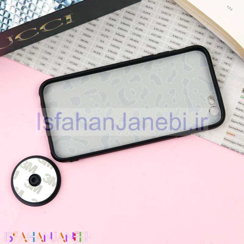 اصفهان جانبی-قاب فانتزی برجسته + پاپ سوکت طرح پلنگی iPhone 6/6s سری F