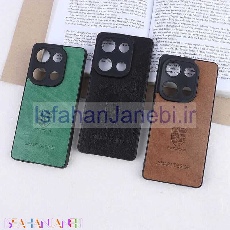 اصفهان جانبی-قاب چرمی Smart Design شیائومی Redmi Note 13 Pro 4G طرح Porsche محافظ لنزدار