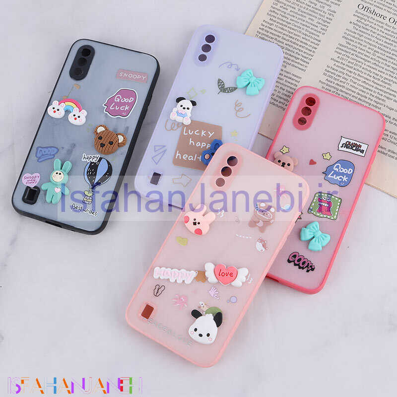 اصفهان جانبی-قاب شاینی سامسونگ Galaxy A01 عروسک برجسته محافظ لنزدار
