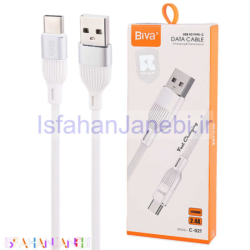 اصفهان جانبی-کابل تایپ سی فست شارژ Biva C-02T 2.4A 1.2m