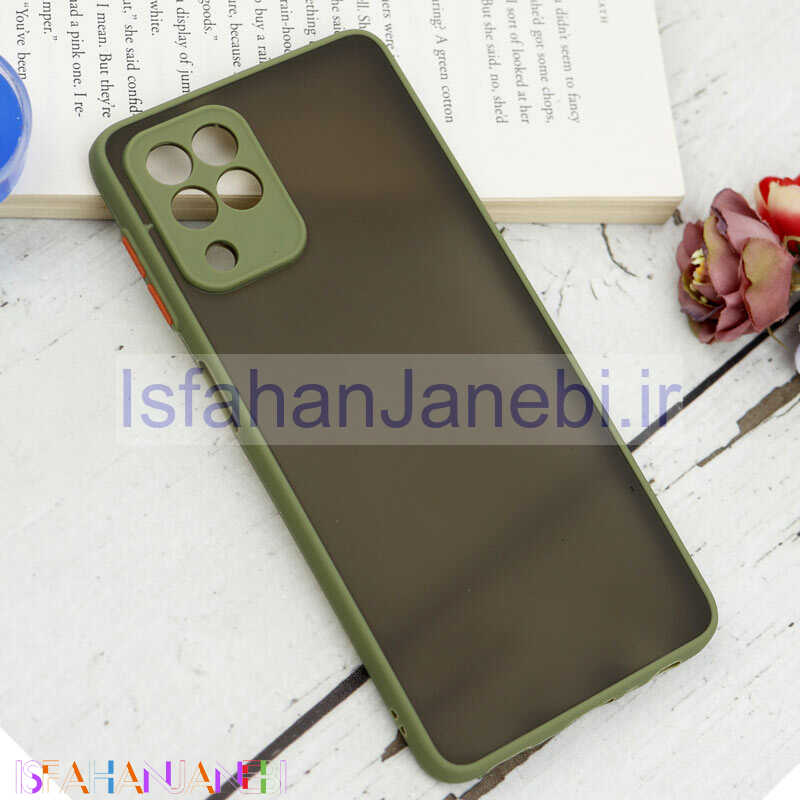 اصفهان جانبی-قاب PC مات محافظ لنز دار Samsung Galaxy A22 4G سبز